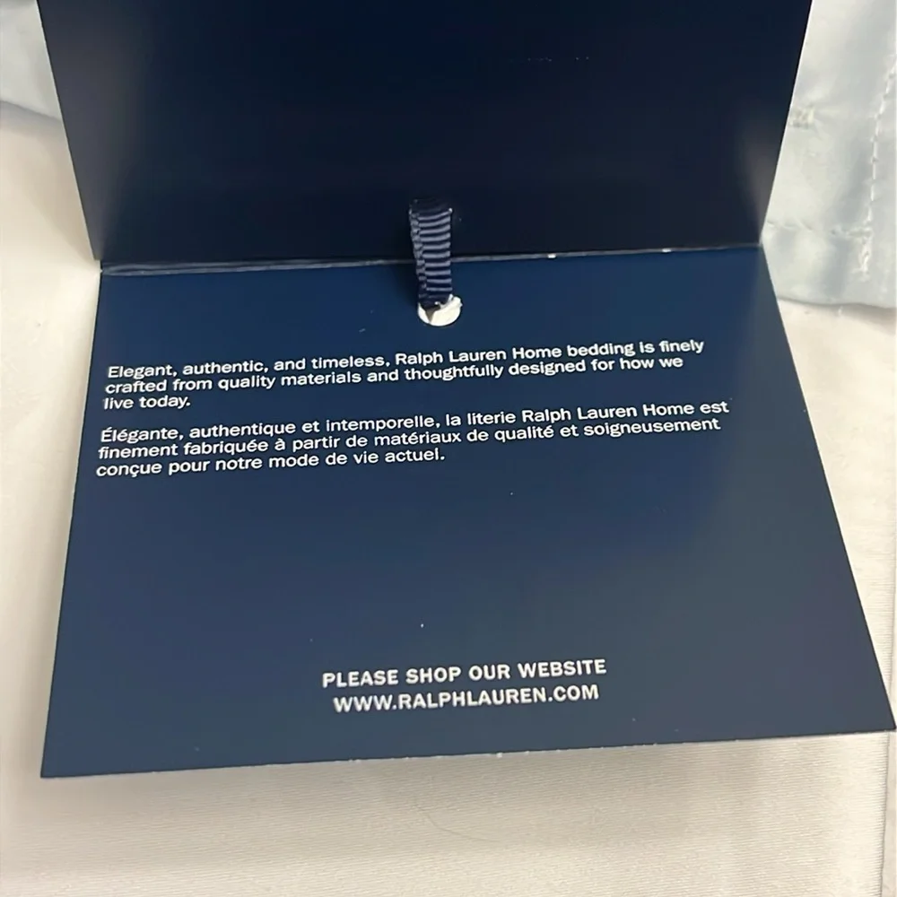 Ralph Lauren RL Organic Sateen Border King Pillow Sham Blue Hyacinth